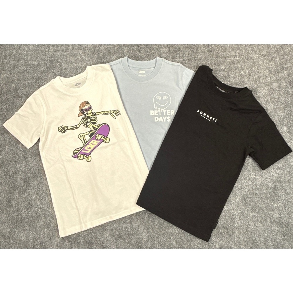 Sonneti London and LCKR Lot of 3 Boys Small 7-8 Years Graphic T-Shirts NWT